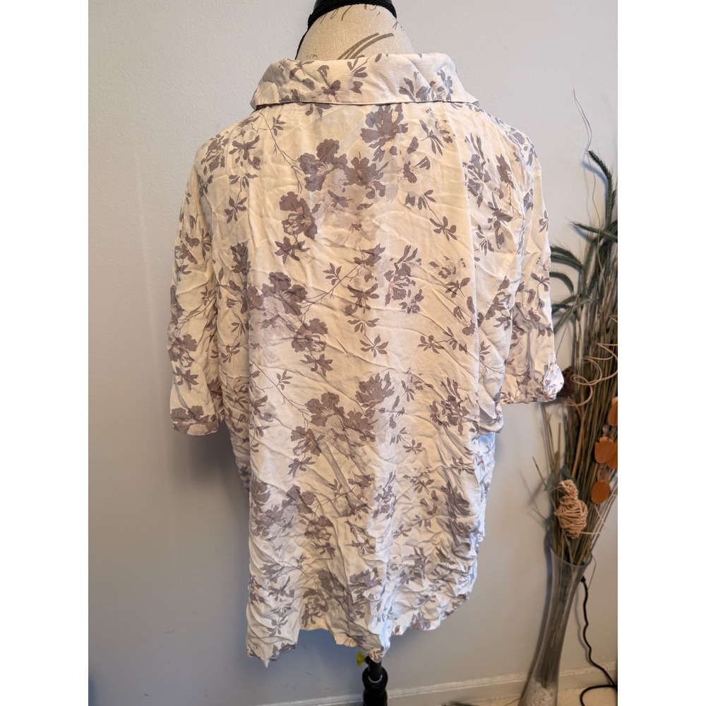 New York City‎ Design Co. Woman Silk Floral Print Button Up Shirt Top 2X